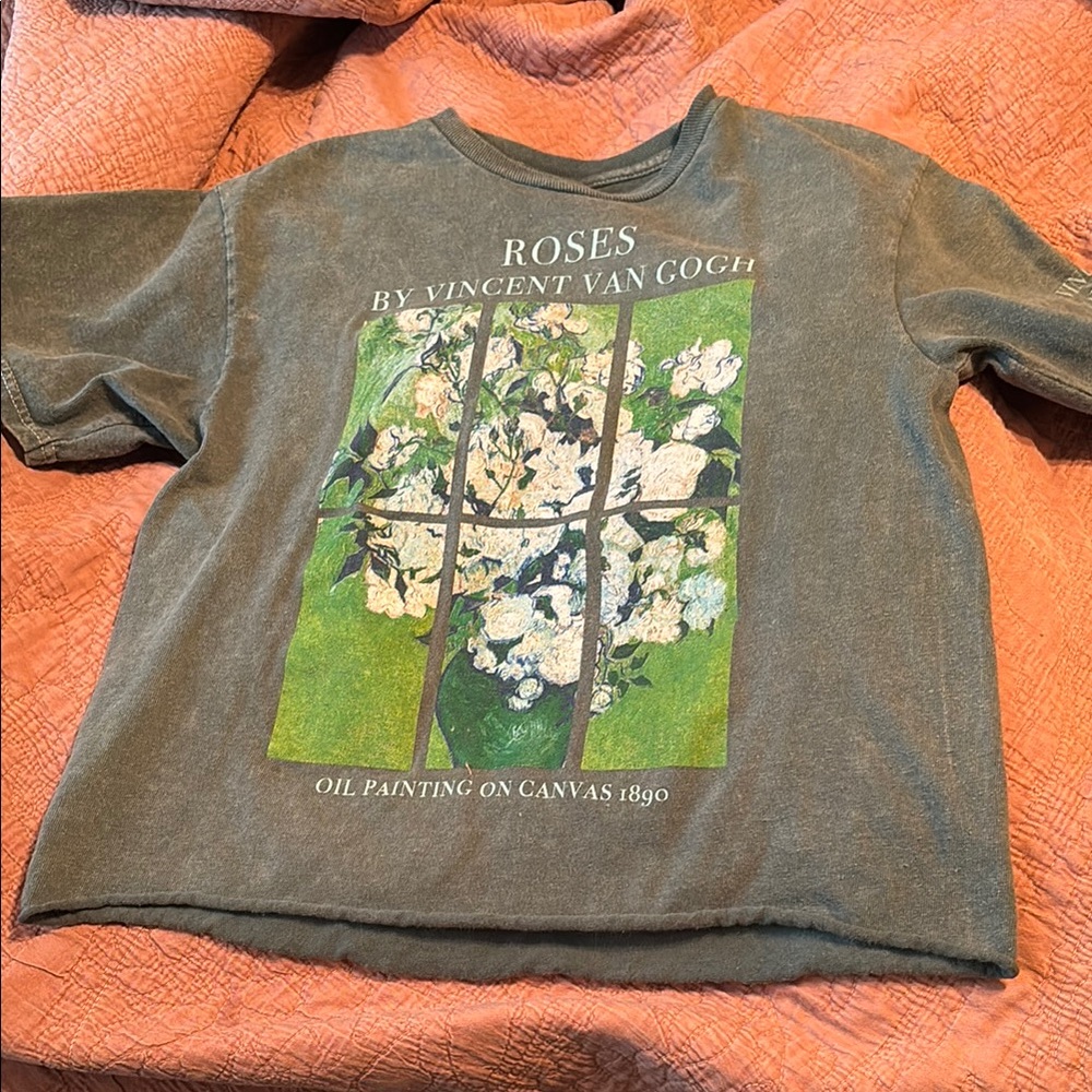 Green Graphic Crop Top with Nature Design